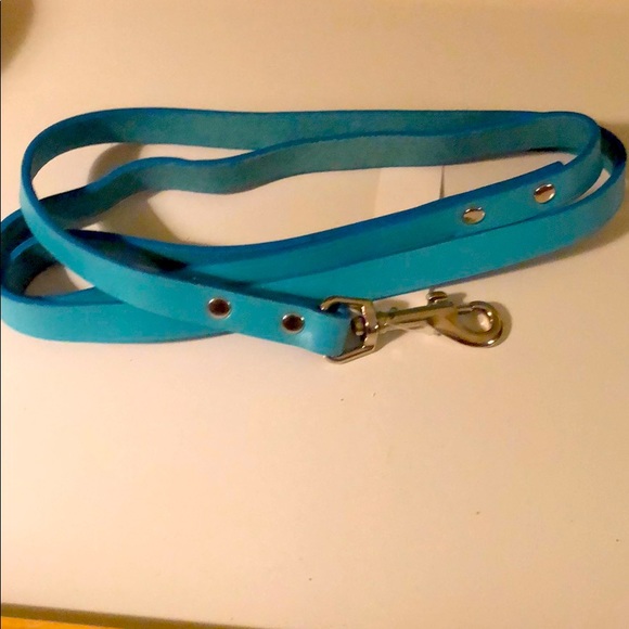 Turquoise leather dog leash 4”long silver accents - Picture 4 of 7